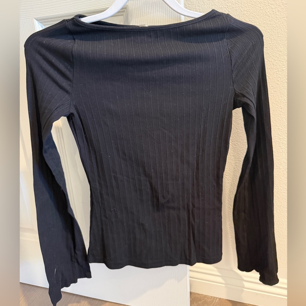 Madewell Black Ribbed Long Sleeve Top